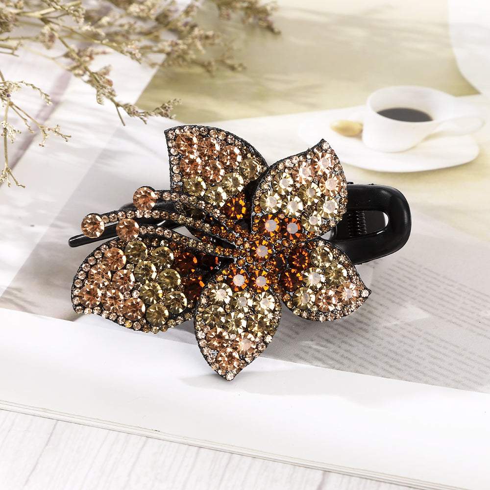 【Awaytr】CB1348 9cm Rhinestone Flower Hair Clip