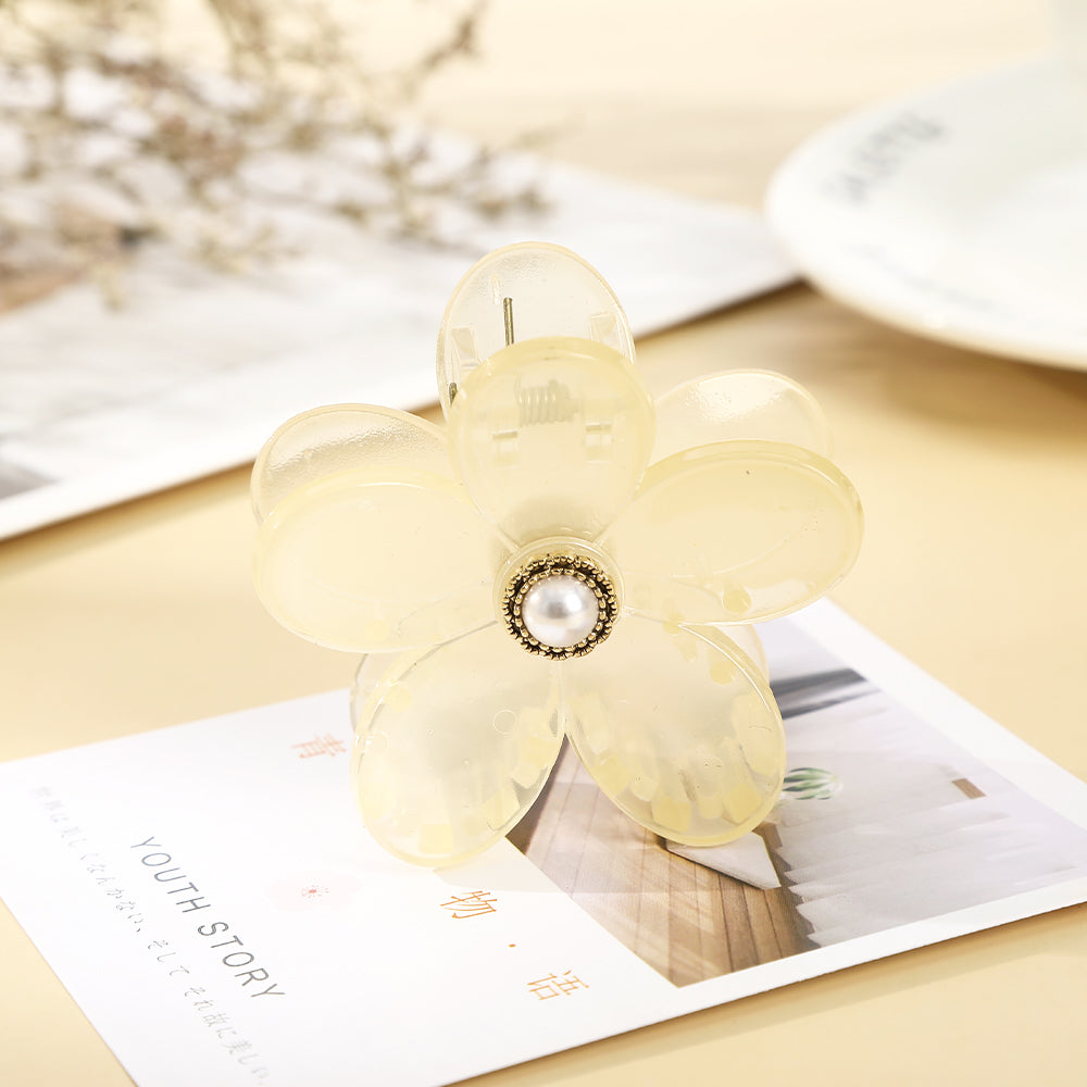 【Awaytr】CB1409 6cm Pearl Flower Hair Claw clip