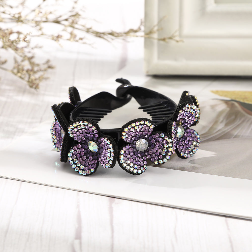 【Awaytr】 CB1339 8cm Large Rhinestone Flower Hair Clip