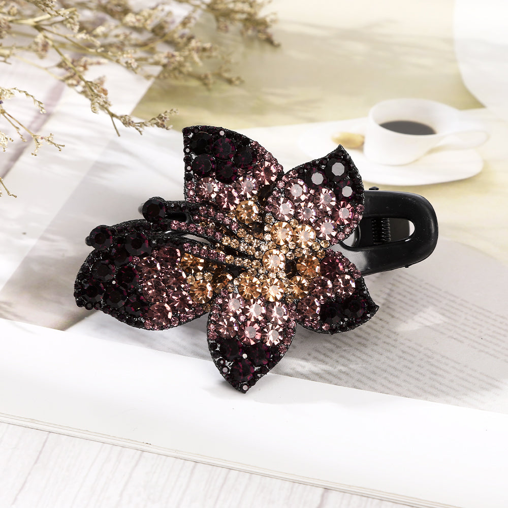 【Awaytr】CB1348 9cm Rhinestone Flower Hair Clip