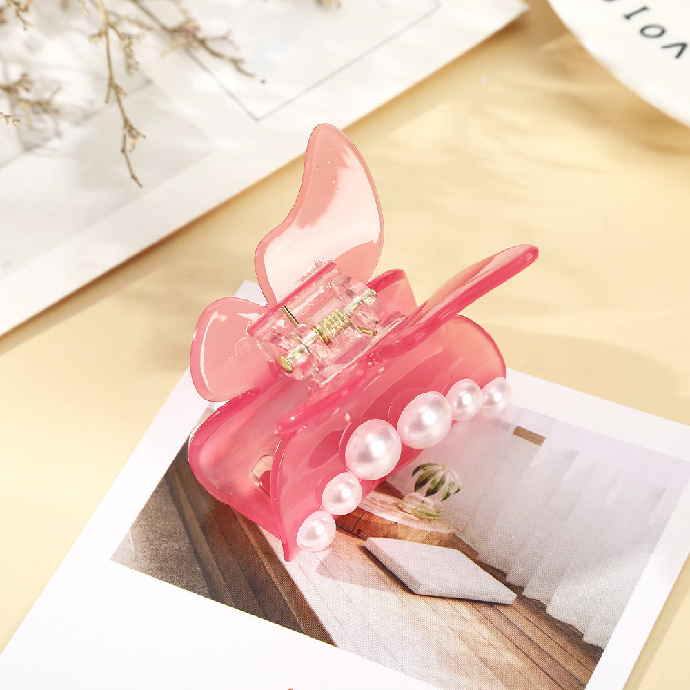 【Awaytr】CB1405 4.5cm Butterfly Pearl Hair Claw Clip