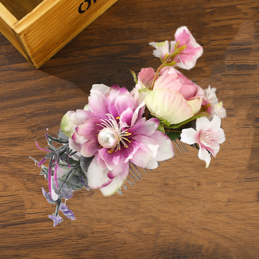 【Awaytr】 CB1379 Simulation flower bangs hair comb