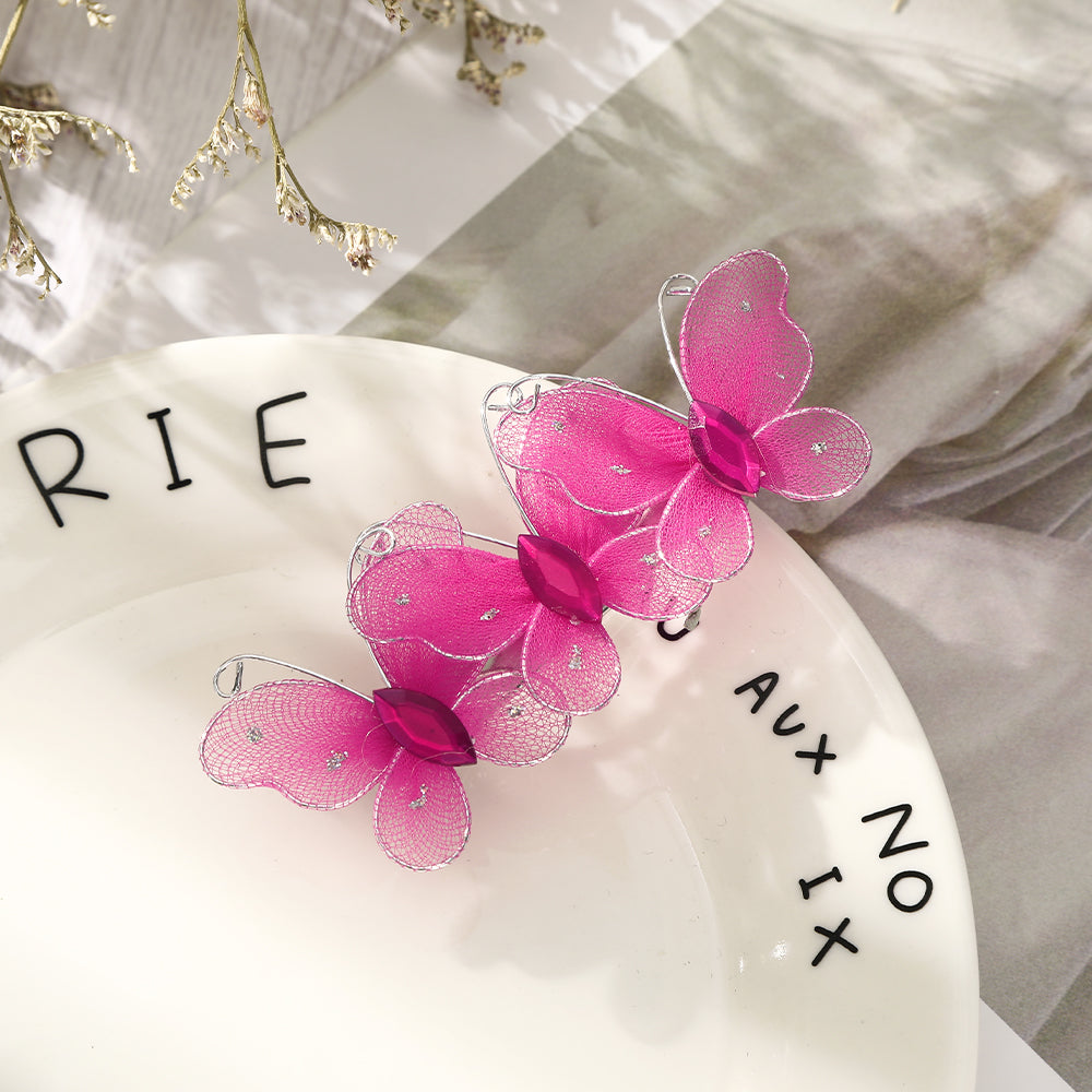 【Awaytr】 CB1340 8cm Butterfly Rhinestone Hair Clip