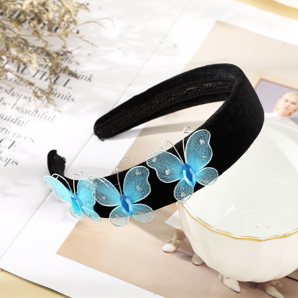 【Awaytr】 CB1295 Butterfly Rhinestone Wide Brim Headband