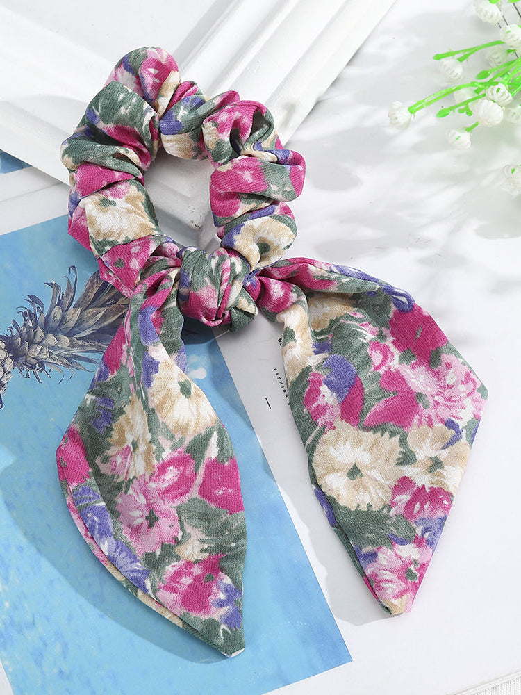 Elastic Flower Print Bow Scrunchies｜Awaytr®