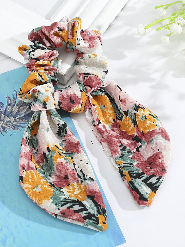 Elastic Flower Print Bow Scrunchies｜Awaytr®