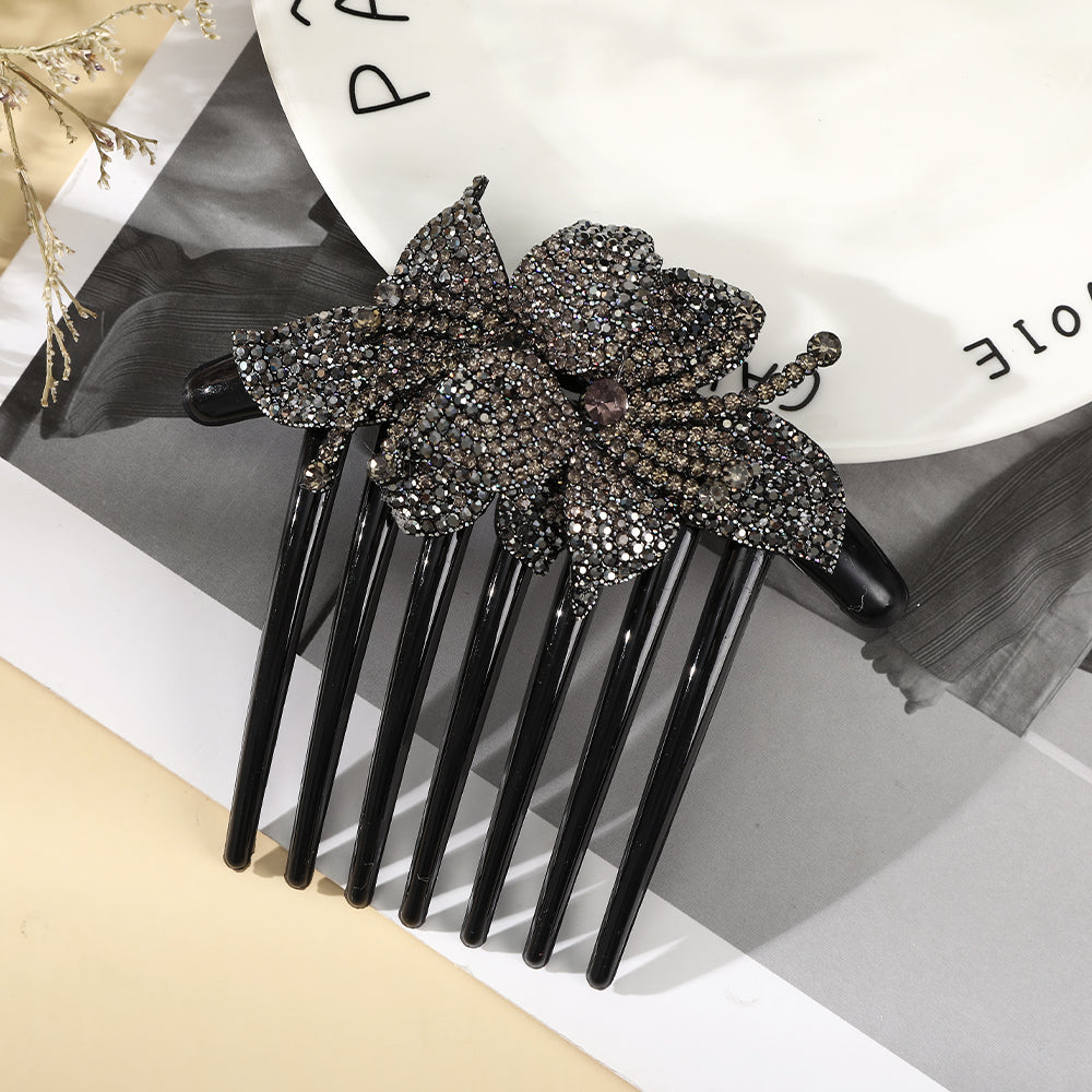 【Awaytr】 CB1335  10.5cm Rhinestone Flower Comb