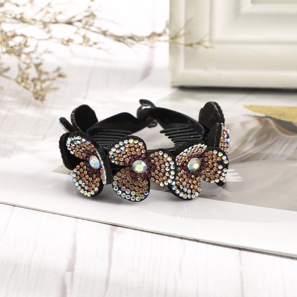 【Awaytr】 CB1339 8cm Large Rhinestone Flower Hair Clip