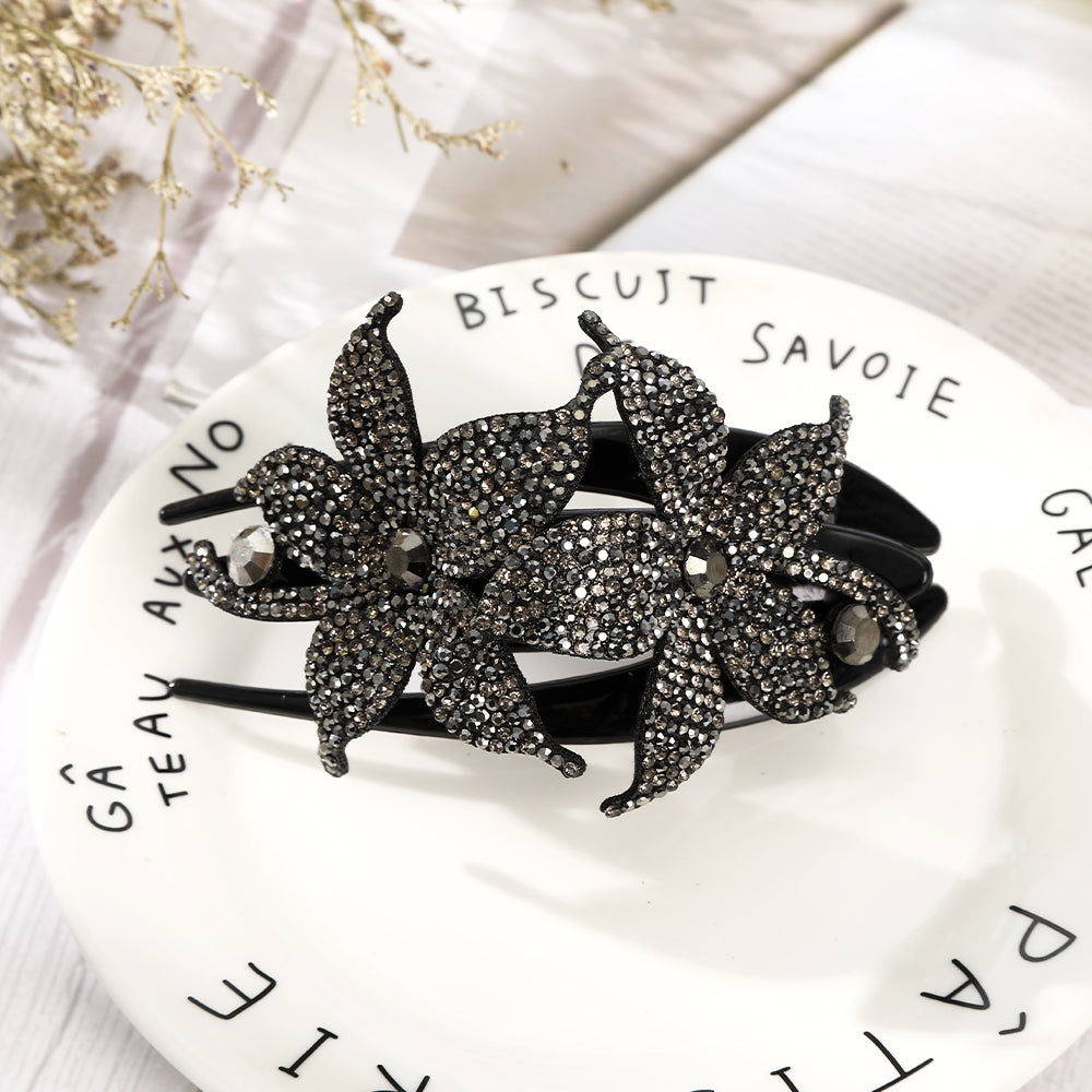 【Awaytr】CB1349 11cm Rhinestone Double Flower Hair Clip