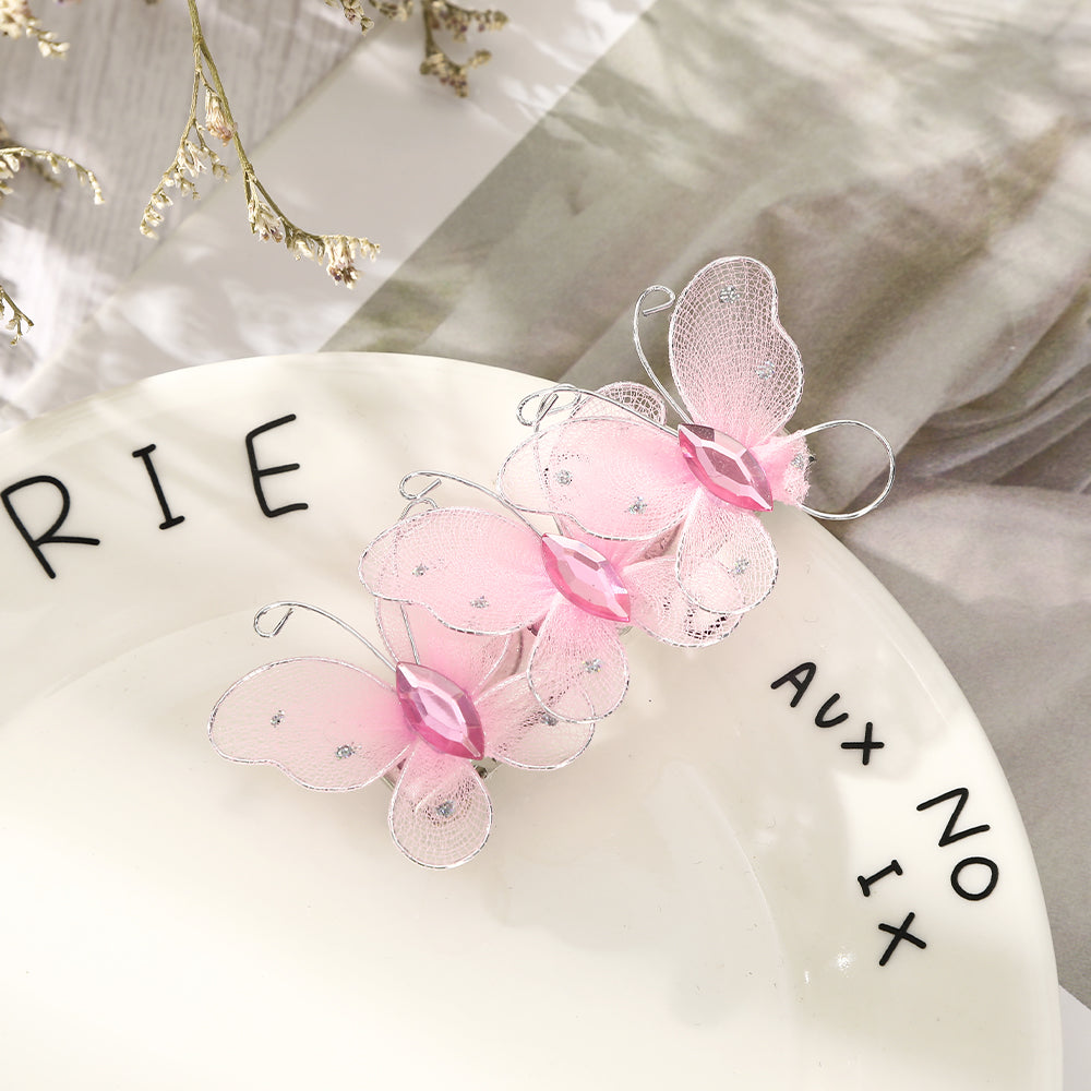 【Awaytr】 CB1340 8cm Butterfly Rhinestone Hair Clip