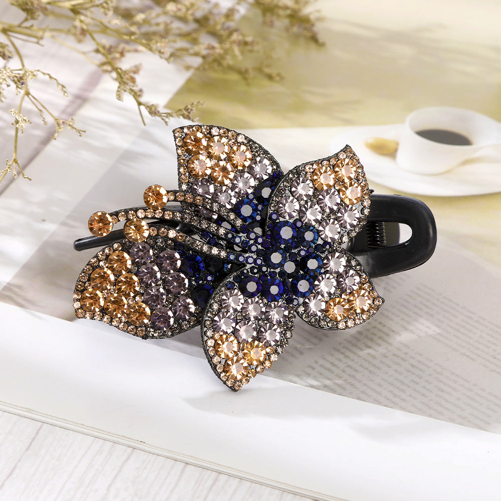 【Awaytr】CB1348 9cm Rhinestone Flower Hair Clip