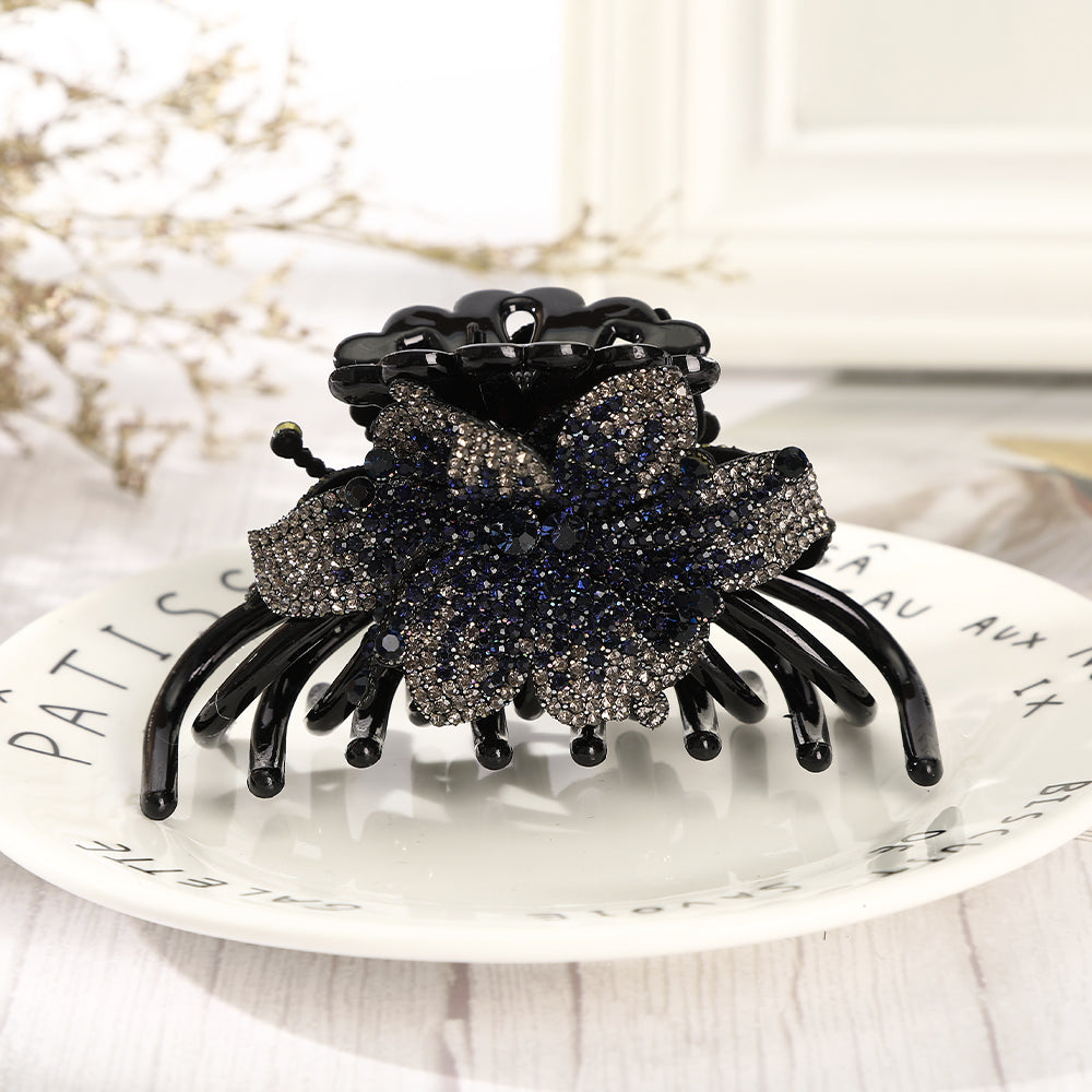 【Awaytr】CB1336 10cm full diamond flower multi-tooth hair claw clip