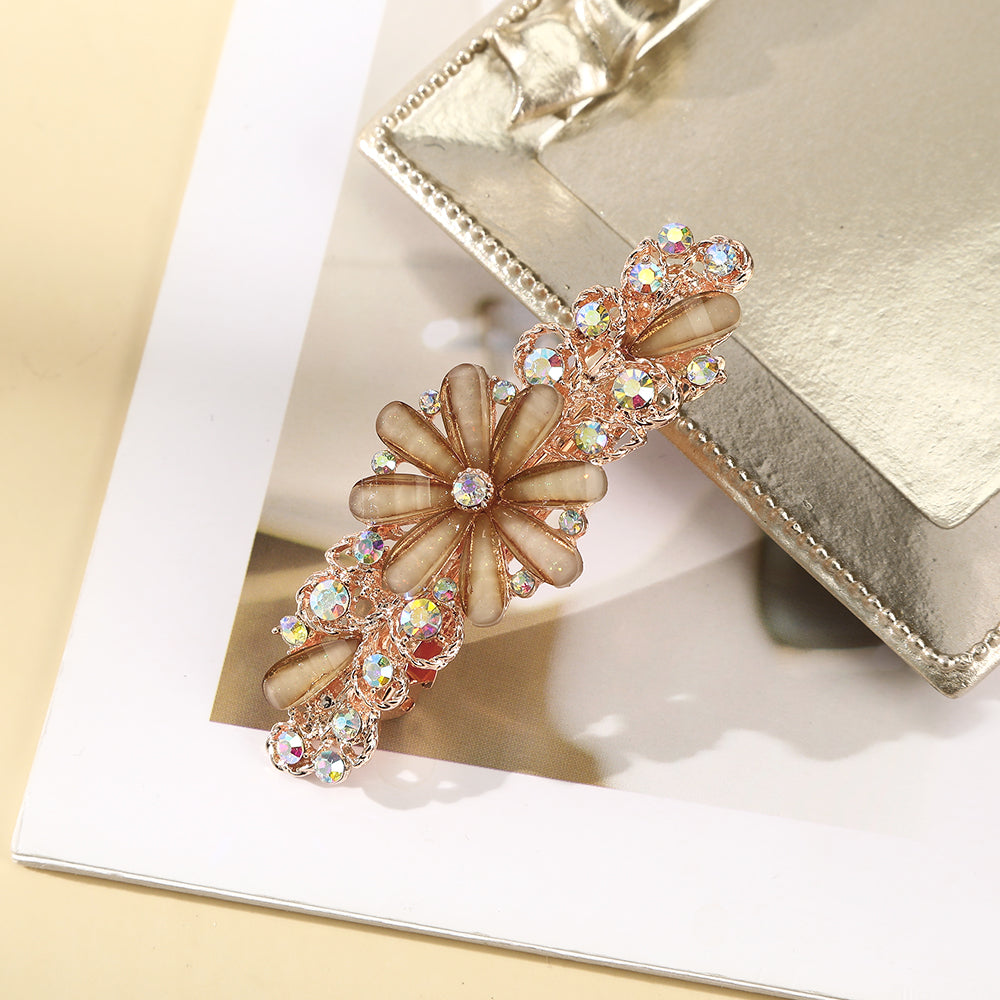 【Awaytr】 CB1363  7cmCrystal Rhinestone Flower Hair Clip