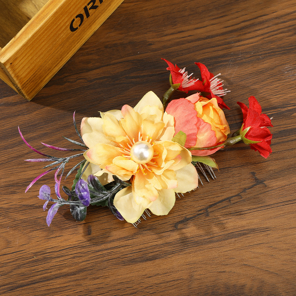 【Awaytr】 CB1379 Simulation flower bangs hair comb