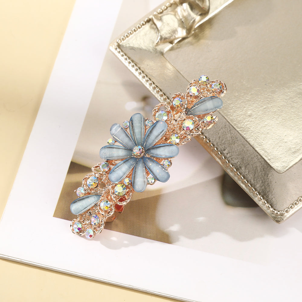 【Awaytr】 CB1363  7cmCrystal Rhinestone Flower Hair Clip