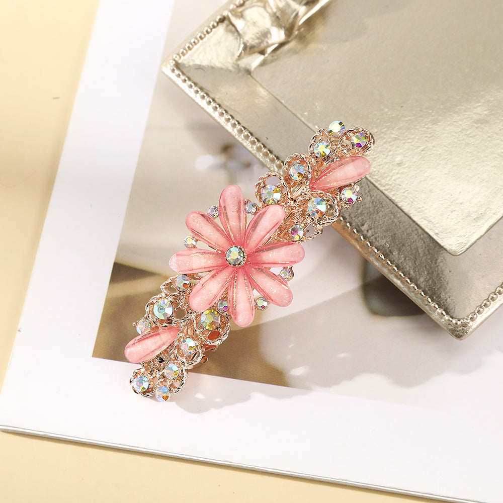 【Awaytr】 CB1363  7cmCrystal Rhinestone Flower Hair Clip