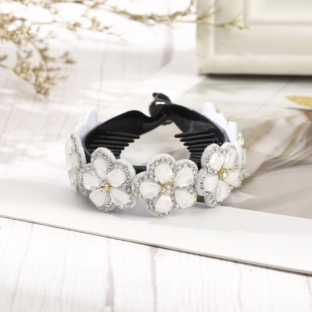 【Awaytr】 CB1339 8cm Large Rhinestone Flower Hair Clip