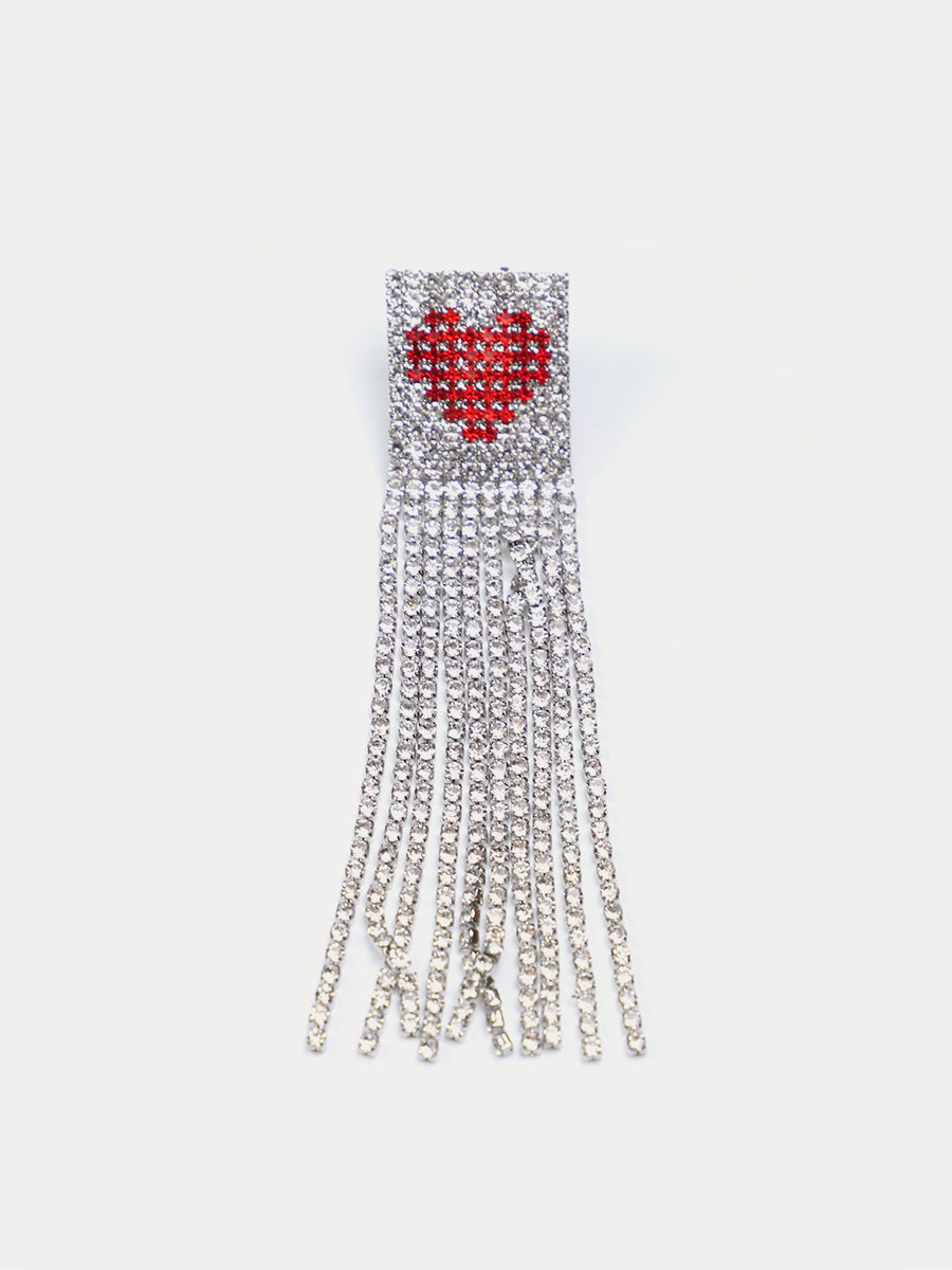 Full Diamond Heart-shaped Long Tassel Earrings｜Awaytr®