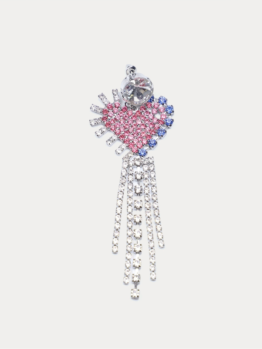 Pink Heart Tassel Sparkling Diamond Earrings｜Awaytr®