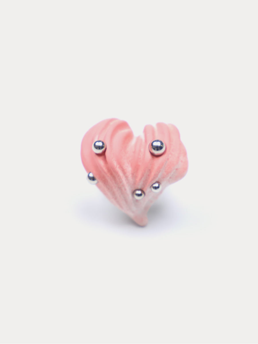 Pink Heart-shaped Cream Earrings｜Awaytr®