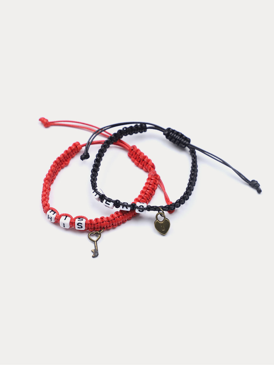 HIS HERS Lock Cylinder Key Braided Couple Bracelet｜Awaytr®