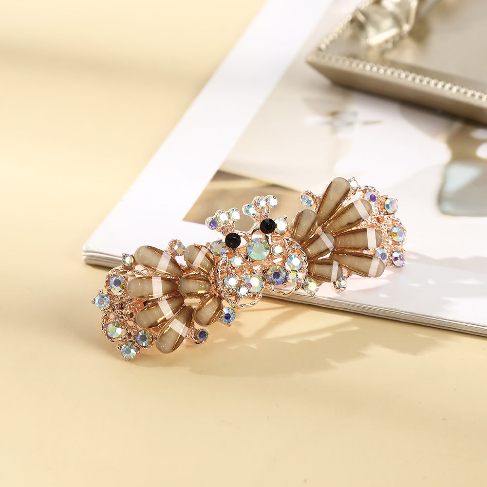 【Awaytr】CB1364 7cm Crystal Rhinestone Spring hair clip