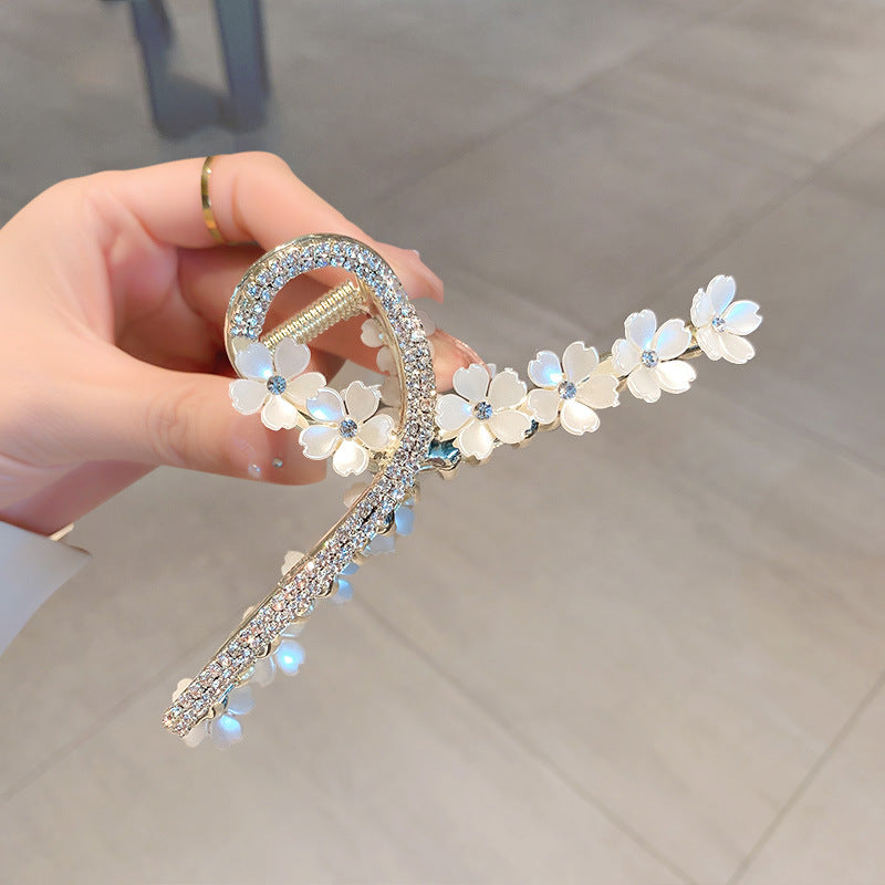 【Awaytr】CD1618 Flower large rhinestone hair clip