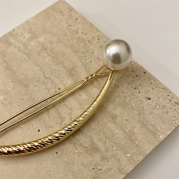 【Awaytr】 CD1631 Pearl Curved Hair Clip