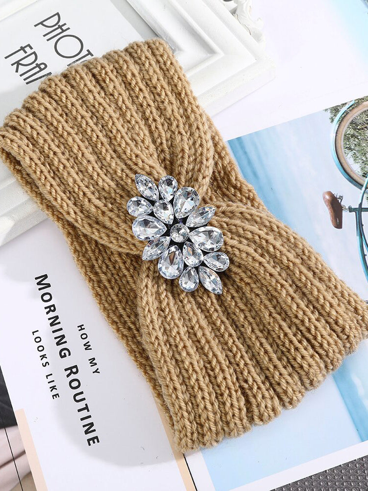 Rhinestone Knitted Knot Cross Headband｜Awaytr®