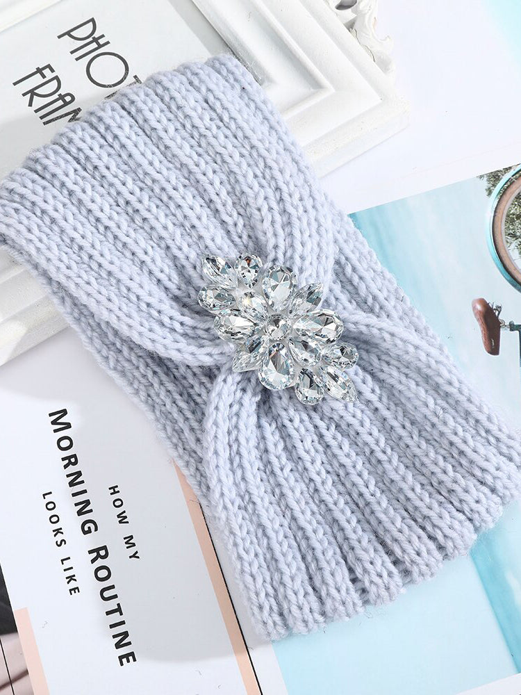 Rhinestone Knitted Knot Cross Headband｜Awaytr®