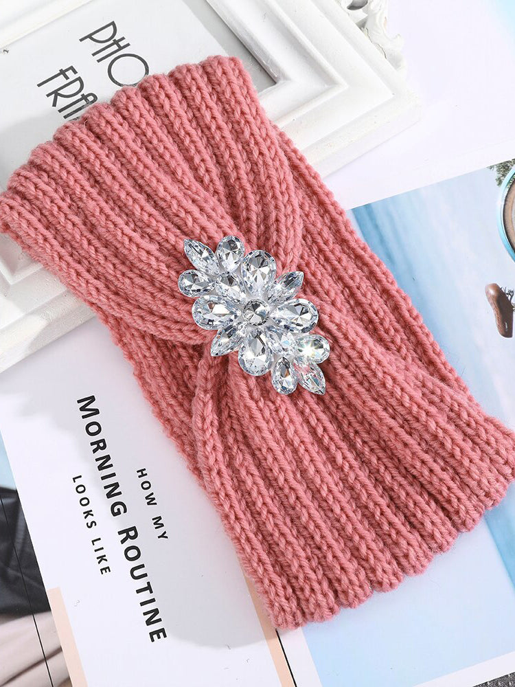 Rhinestone Knitted Knot Cross Headband｜Awaytr®