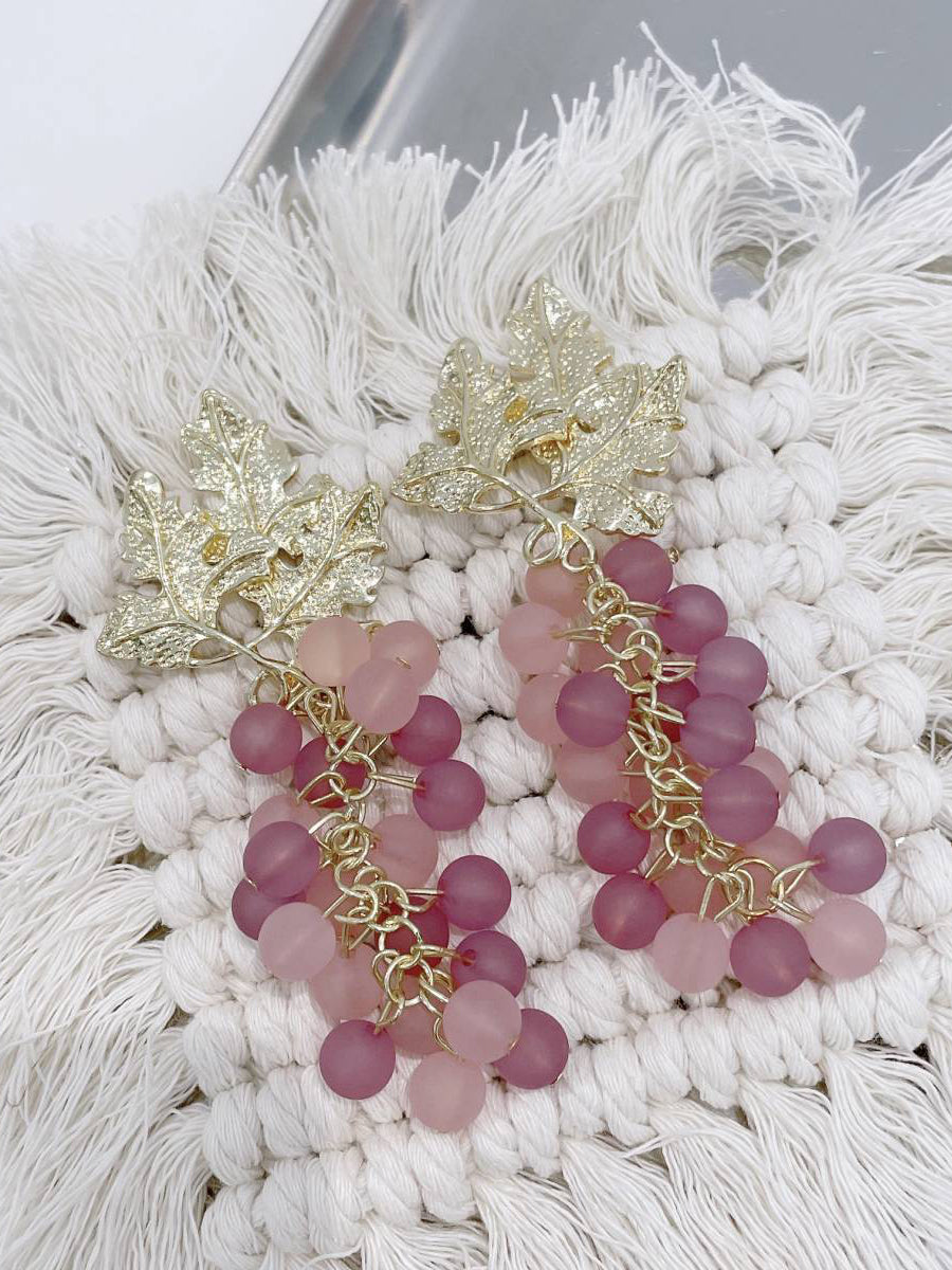 Vintage Oil Painting Grape Tassel Earrings｜Awaytr®