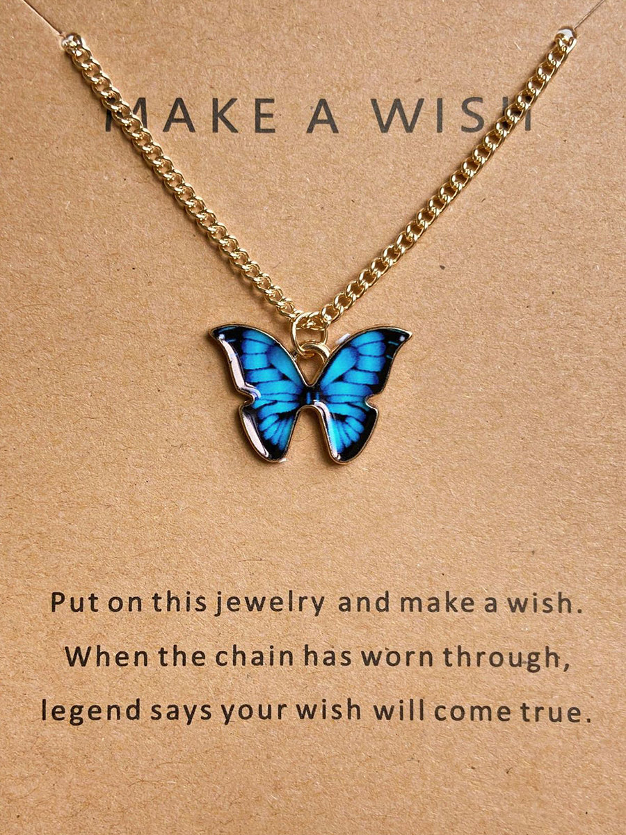 Butterfly Dripping Oil Necklace｜Awaytr®