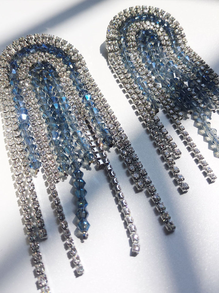 Rhinestone Long Tassel Earrings｜Awaytr®