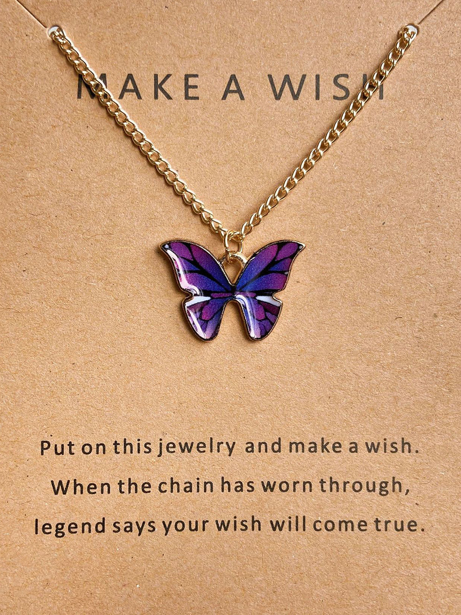 Butterfly Dripping Oil Necklace｜Awaytr®