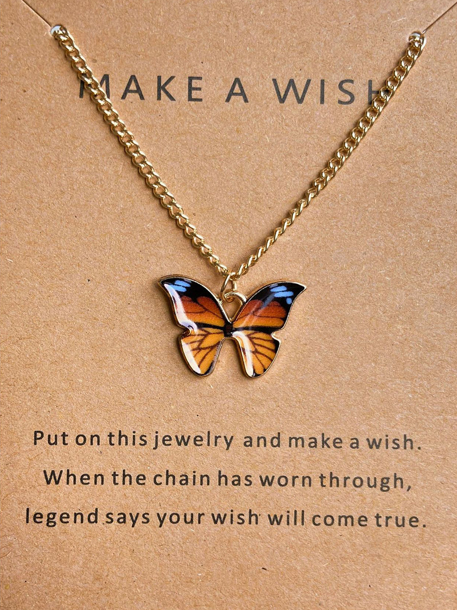 Butterfly Dripping Oil Necklace｜Awaytr®