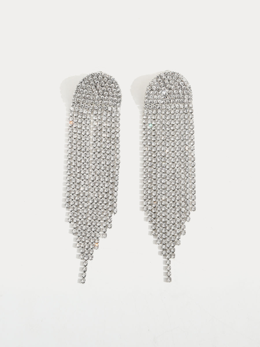 Rhinestone Tassel Earrings｜Awaytr®