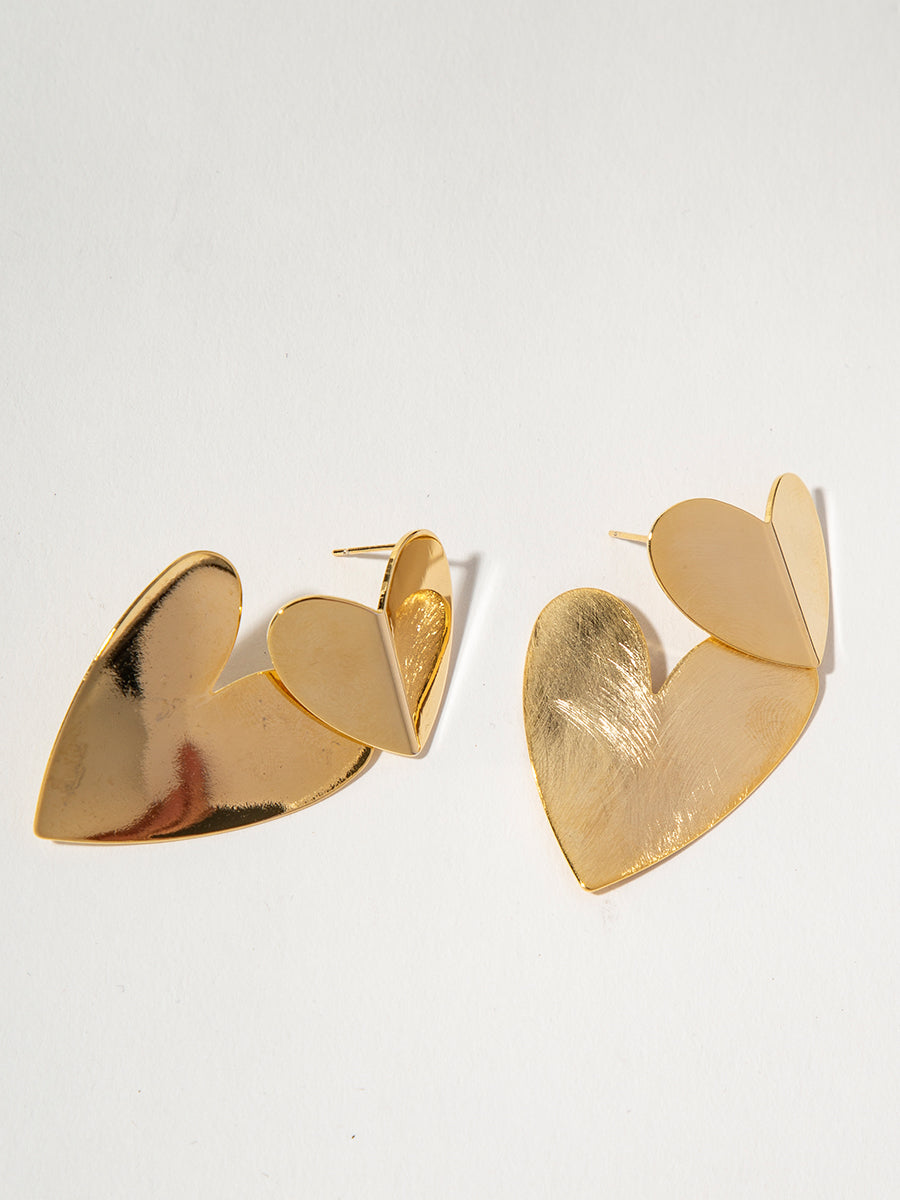 Folding Glossy Love Earrings｜Awaytr®