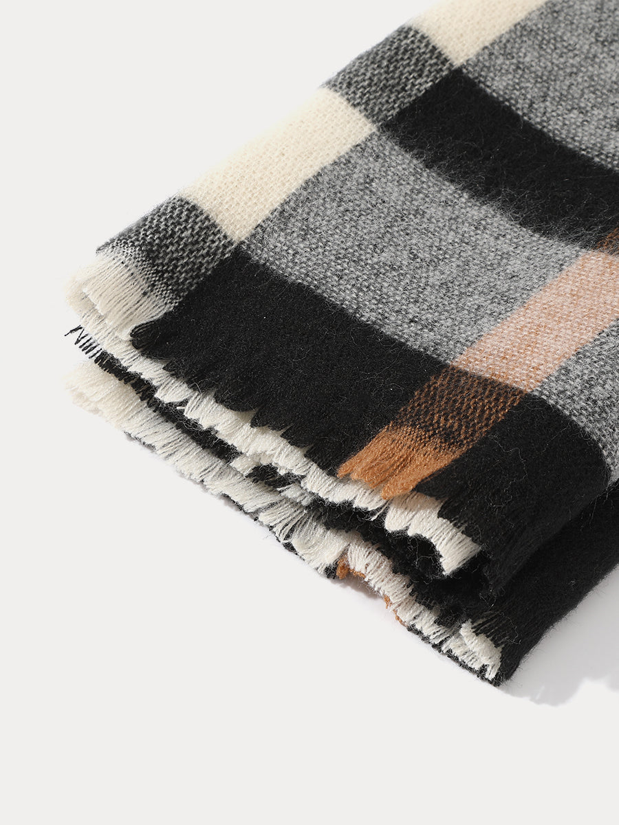 Large Grid Wrap Scarf｜Awaytr®