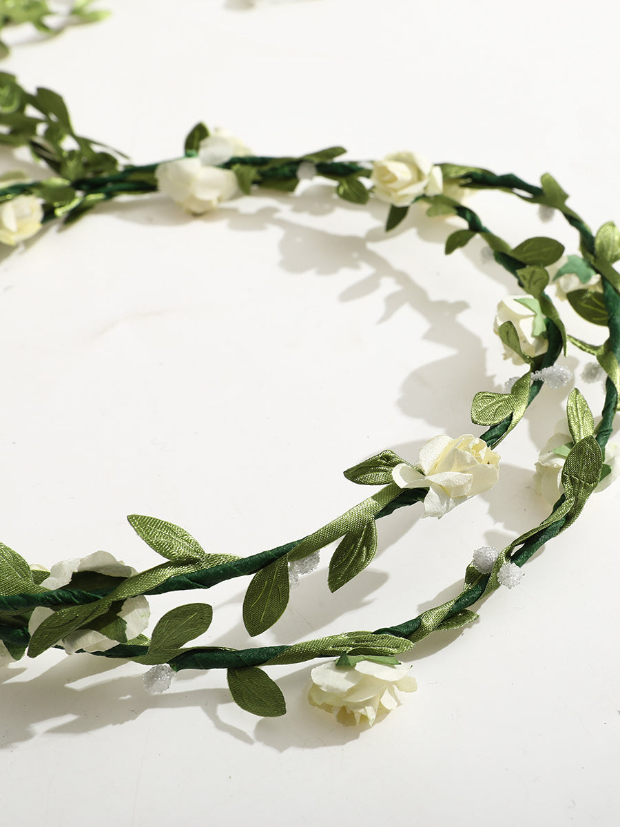 Cream White Flower Hair Crown-2Pcs｜Awaytr®