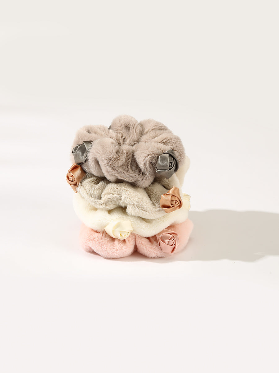 Faux Rabbit Fur Scrunchies (4 Pcs)｜Awaytr®