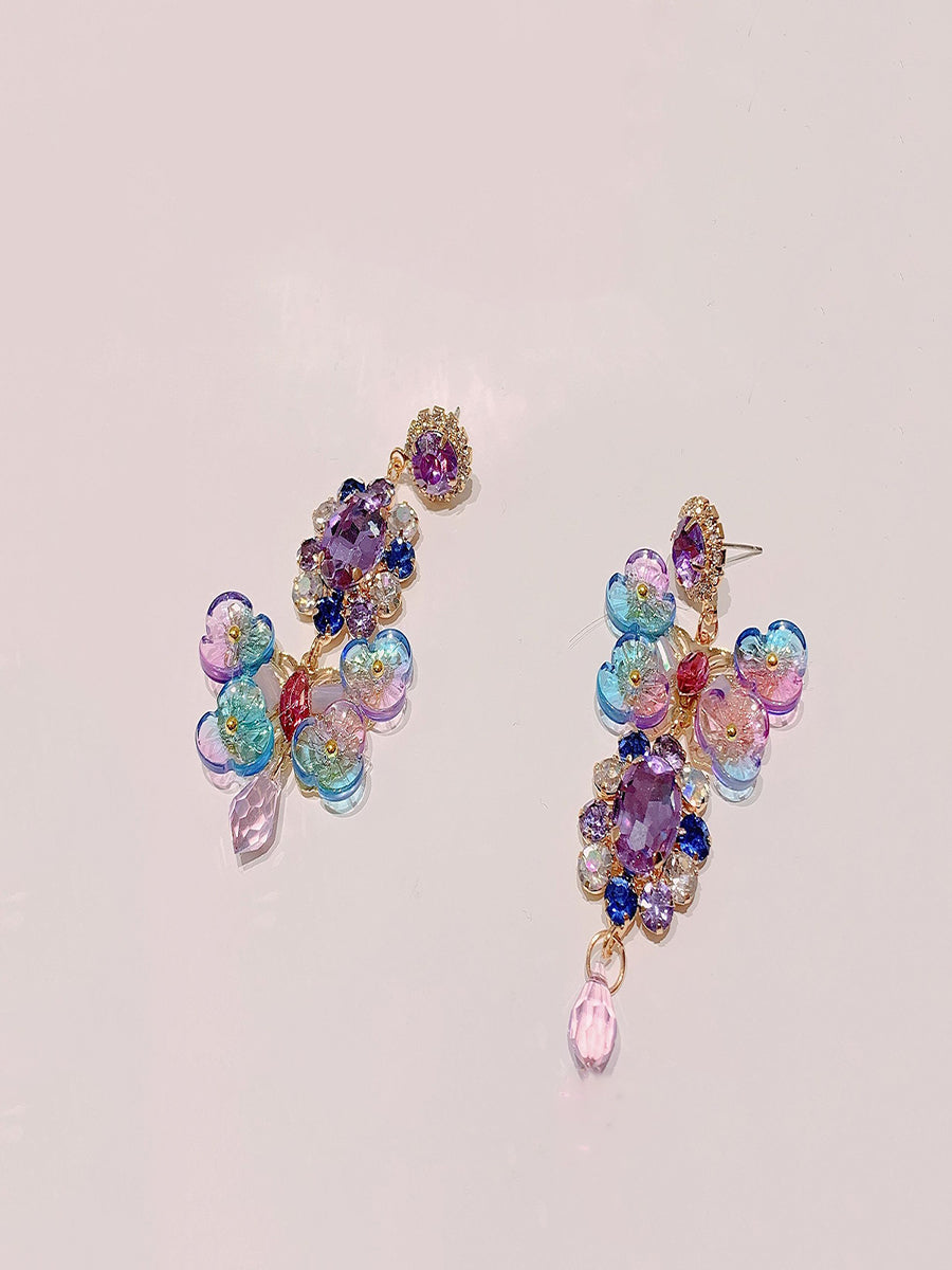 Colorful Crystal Flower Earrings｜Awaytr®