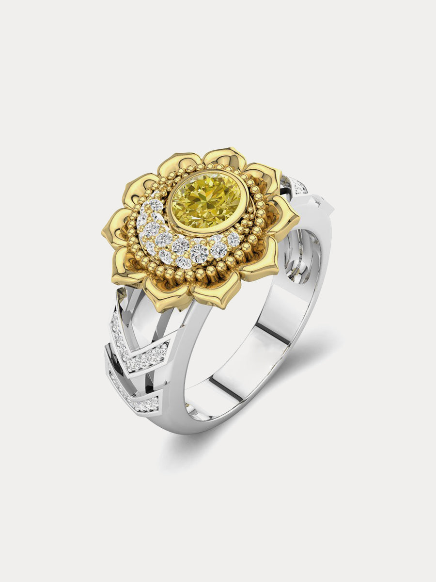 Hollow Sunflower Sun Moon Ring｜Awaytr®