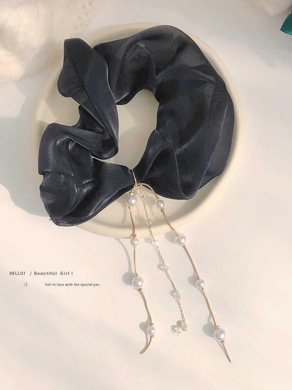 Satin Scrunchies with Pearl Pendant Ribbons｜Awaytr®