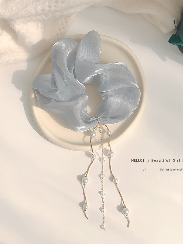 Satin Scrunchies with Pearl Pendant Ribbons｜Awaytr®