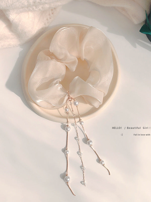 Satin Scrunchies with Pearl Pendant Ribbons｜Awaytr®