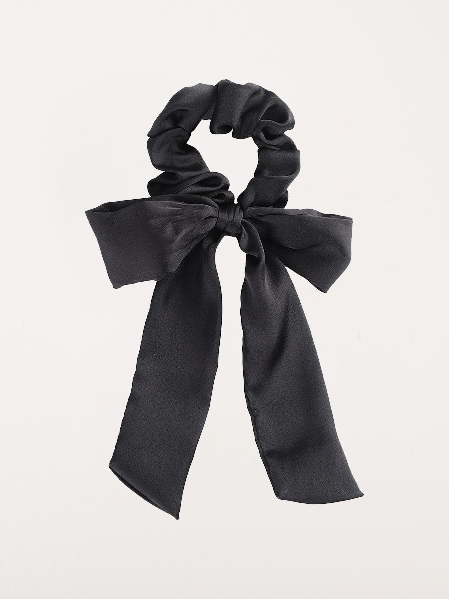 Solid Bow Satin Long Ribbon Scrunchies｜Awaytr®