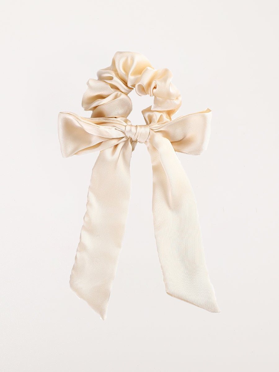 Solid Bow Satin Long Ribbon Scrunchies｜Awaytr®