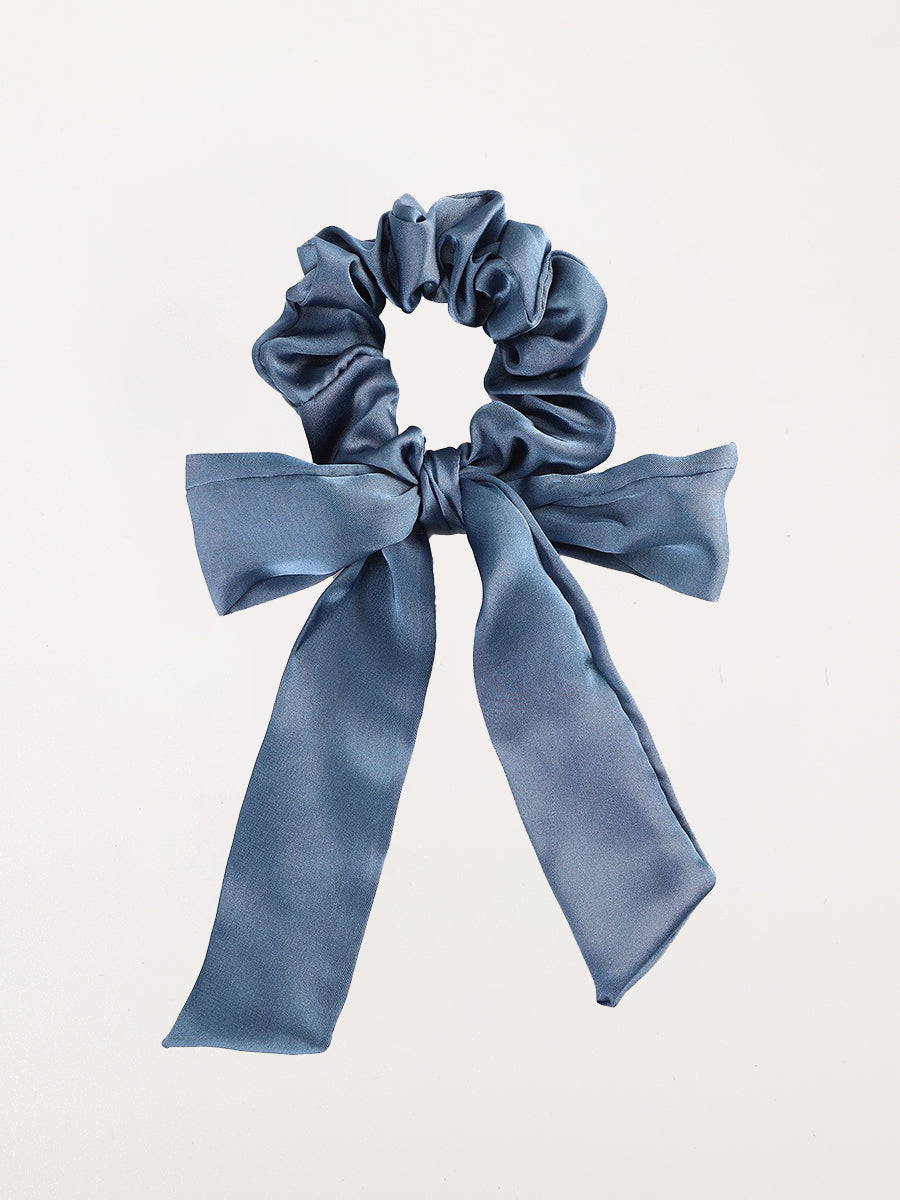 Solid Bow Satin Long Ribbon Scrunchies｜Awaytr®