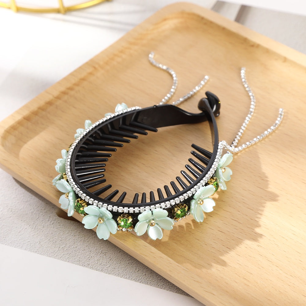 AWAYTR Korean Fashion Flower Rhinestone Hairpin Crystal Ball Head Hairpin Retro Hair Accessories